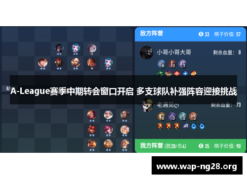 A-League赛季中期转会窗口开启 多支球队补强阵容迎接挑战 A-League赛季中期转会窗口开启 多支球队补强阵容迎接挑战