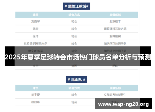 2025年夏季足球转会市场热门球员名单分析与预测 2025年夏季足球转会市场热门球员名单分析与预测